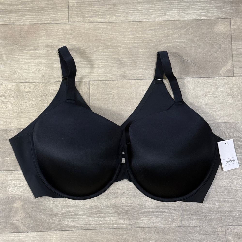 Auden Lightly Lined Confort Wired Bra Adjustable Straps Black Size 46DD